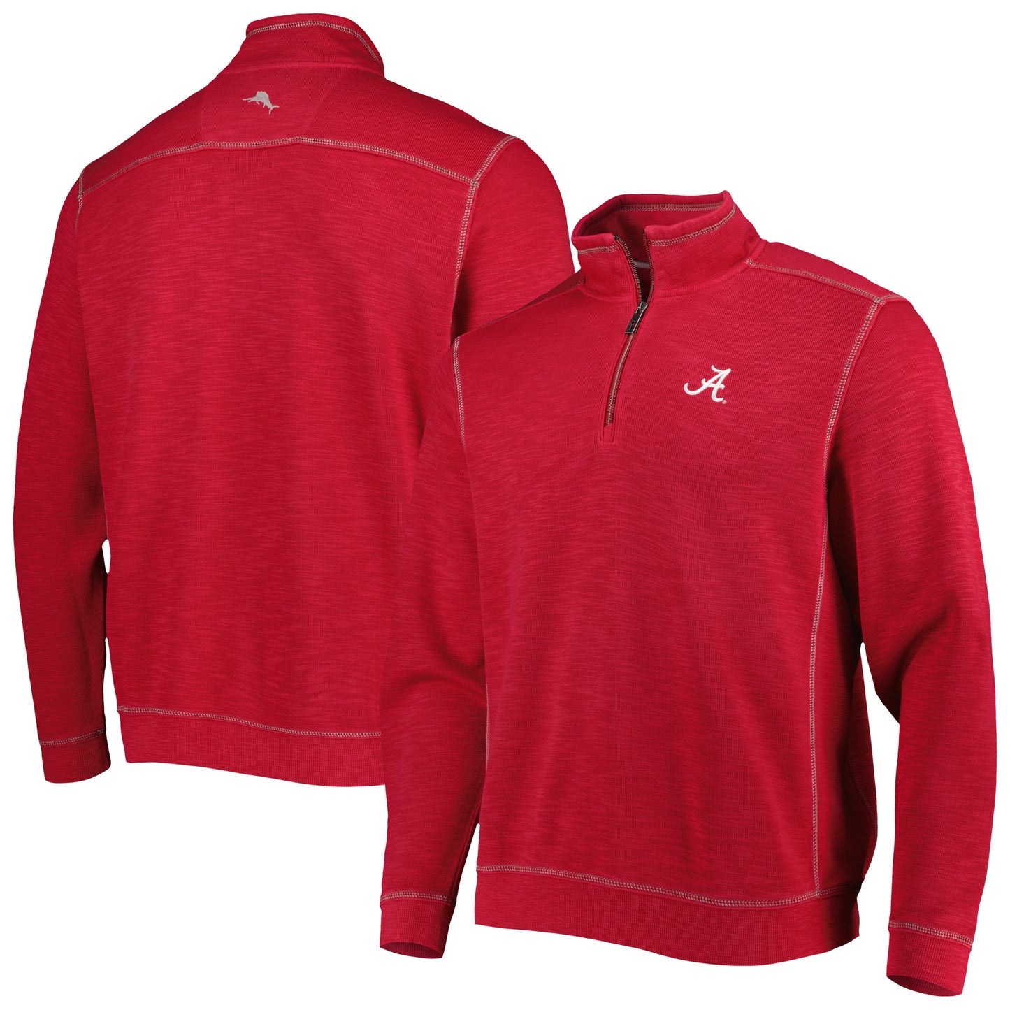 Men's Tommy Bahama Crimson Alabama Crimson Tide Sport Tobago Bay Tri-Blend Mock Neck Half-Zip Jacket