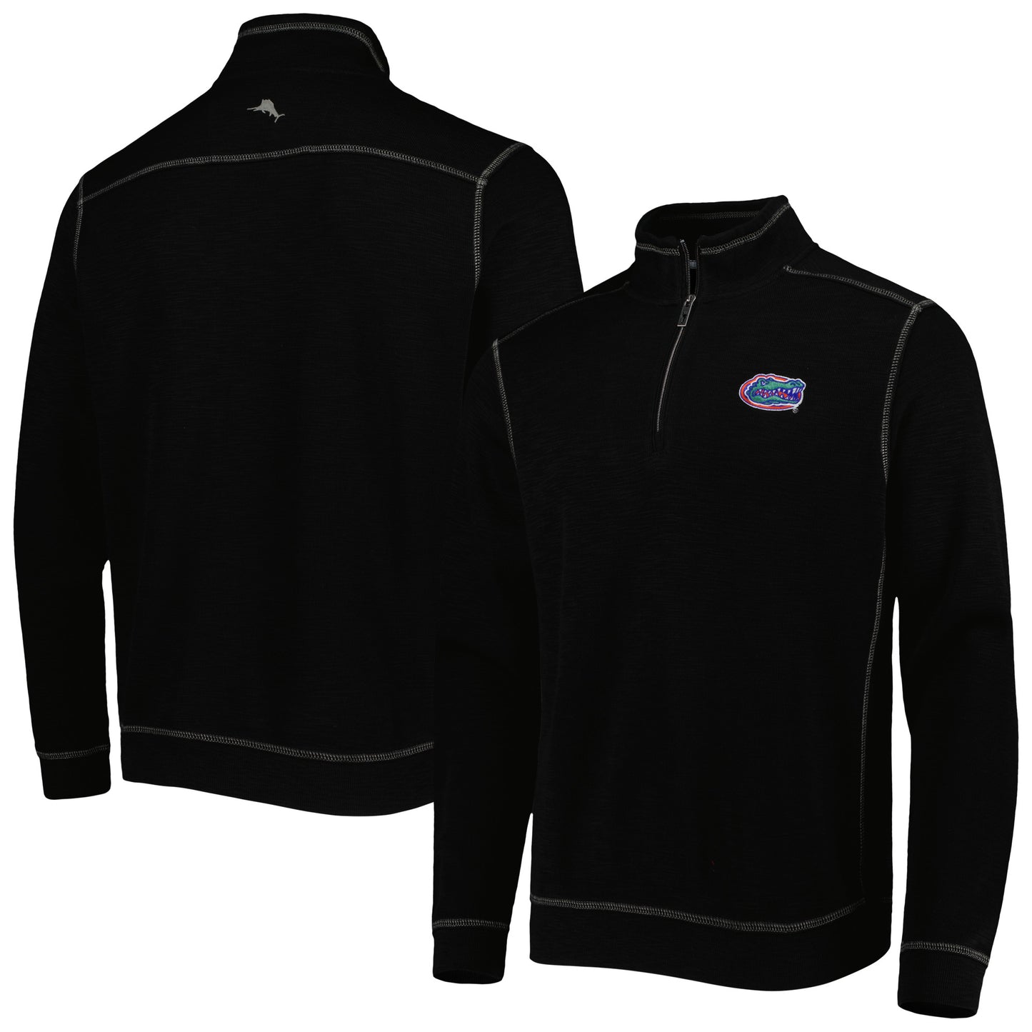 Men's Tommy Bahama Black Florida Gators Sport Tobago Bay Tri-Blend Mock Neck Half-Zip Jacket