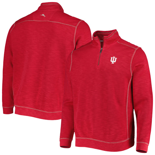 Men's Tommy Bahama Crimson Indiana Hoosiers Sport Tobago Bay Tri-Blend Mock Neck Half-Zip Jacket