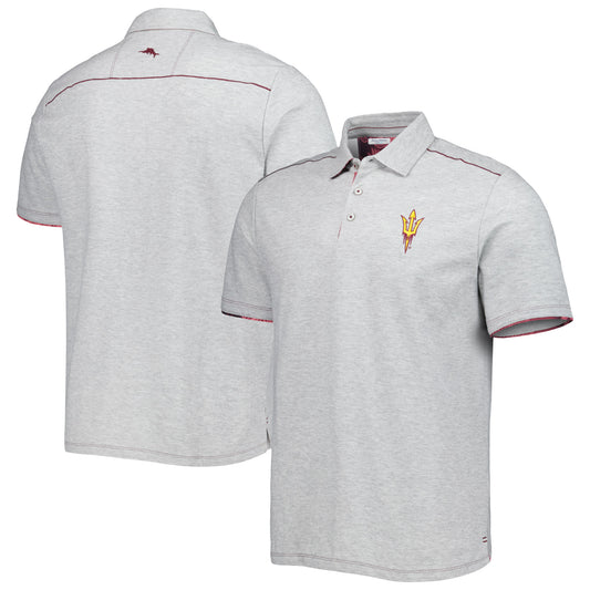 Men's Tommy Bahama Heathered Gray Arizona State Sun Devils IslandZone Tailgater Polo