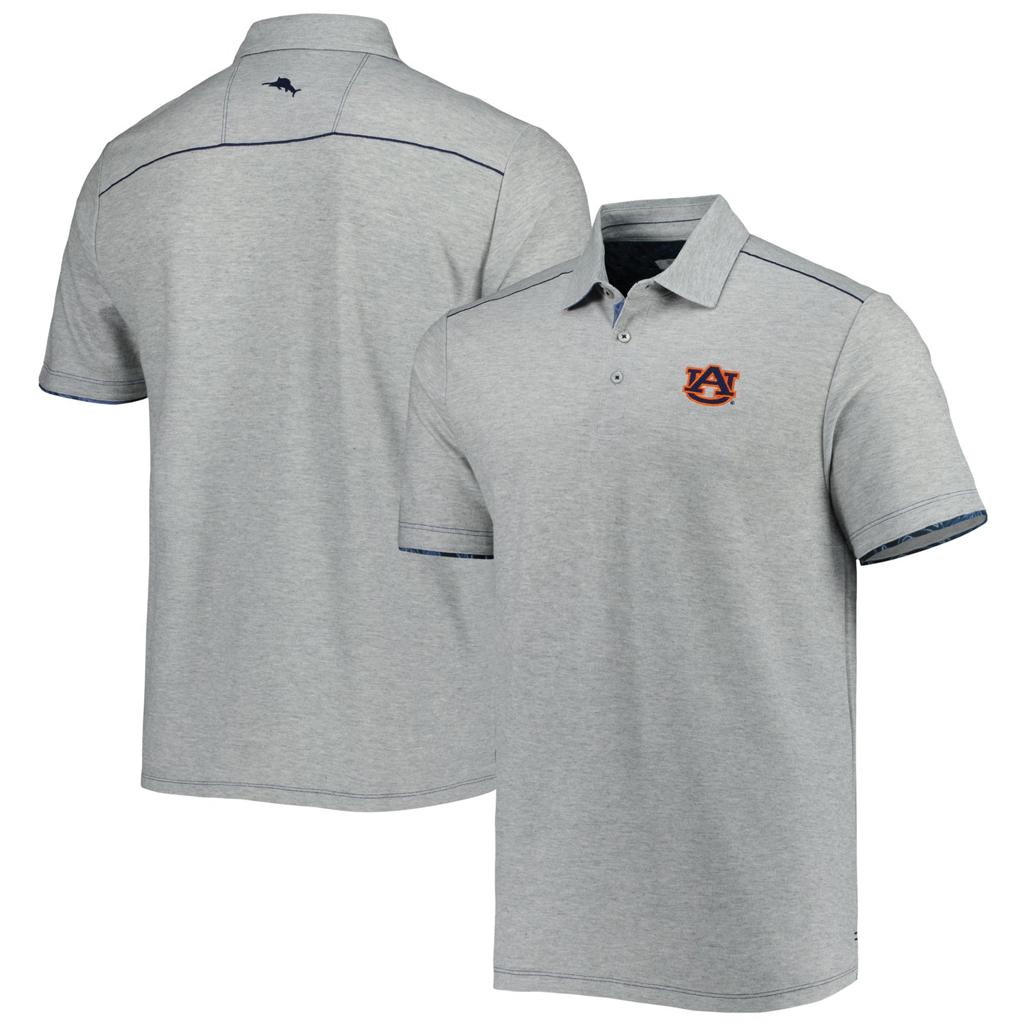 Men's Tommy Bahama Heathered Gray Auburn Tigers IslandZone Tailgater Polo