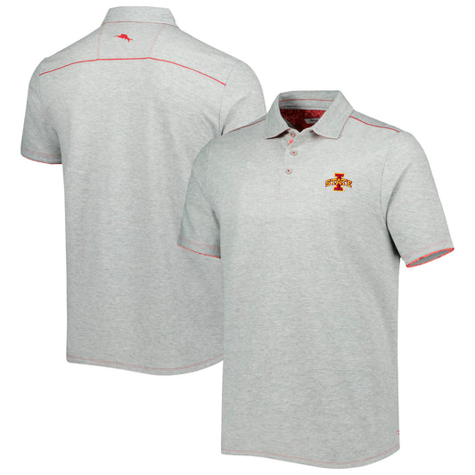 Men's Tommy Bahama Heathered Gray Iowa State Cyclones IslandZone Tailgater Polo