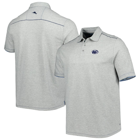 Men's Tommy Bahama Heathered Gray Penn State Nittany Lions IslandZone Tailgater Polo