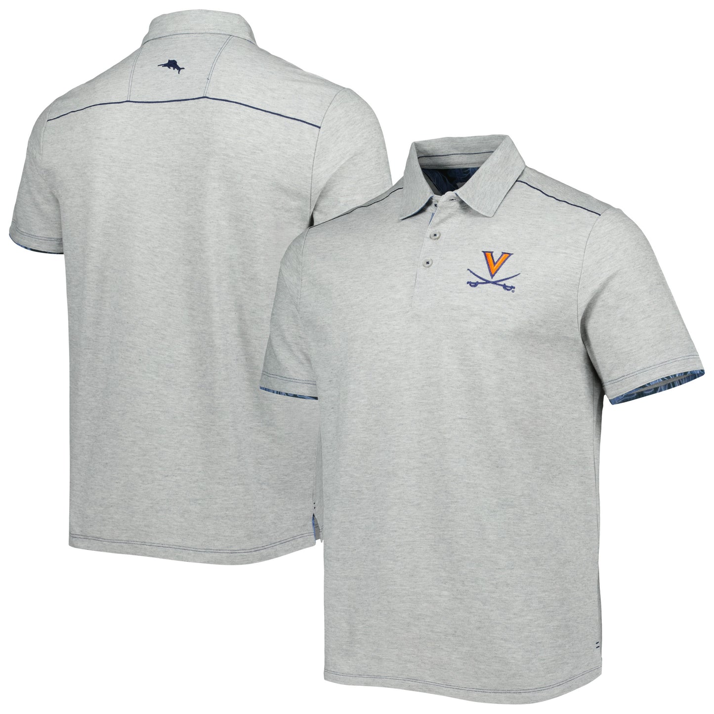 Men's Tommy Bahama Heathered Gray Virginia Cavaliers IslandZone Tailgater Polo