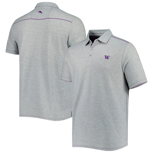 Men's Tommy Bahama Heathered Gray Washington Huskies IslandZone Tailgater Polo