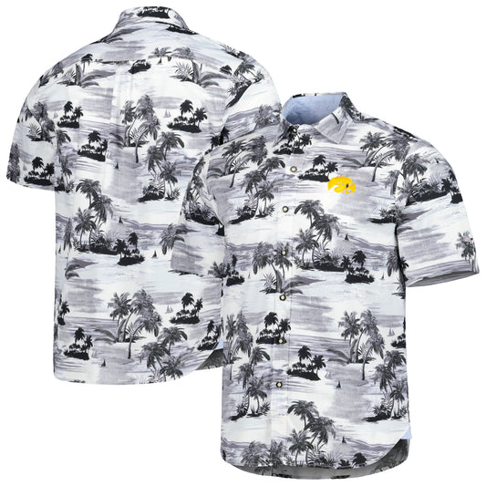 Men's Tommy Bahama Black Iowa Hawkeyes Tropical Horizons Button-Up Shirt