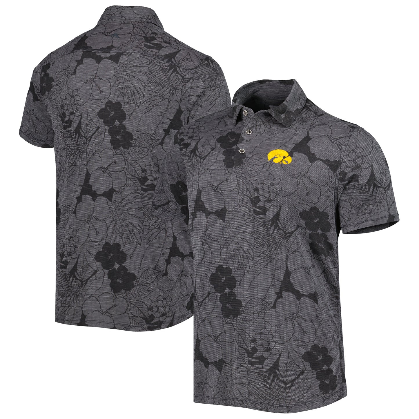 Men's Tommy Bahama Black Iowa Hawkeyes Miramar Blooms Polo