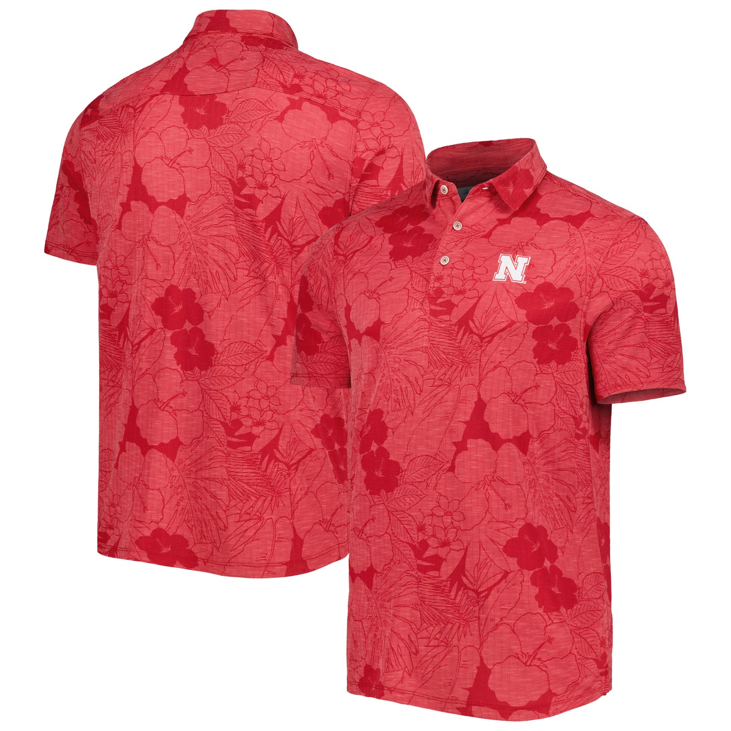 Men's Tommy Bahama Scarlet Nebraska Huskers Miramar Blooms Polo