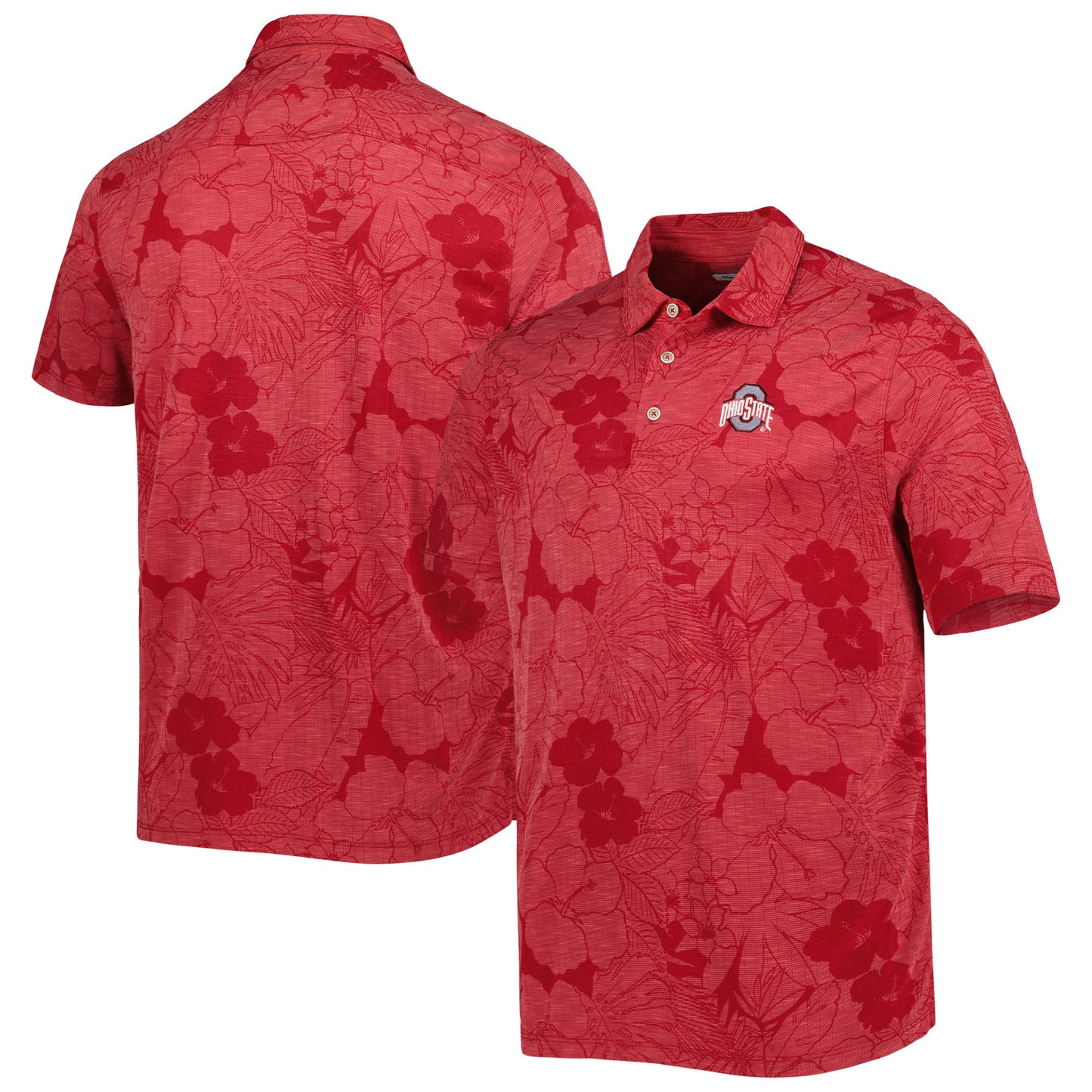 Men's Tommy Bahama Scarlet Ohio State Buckeyes Miramar Blooms Polo