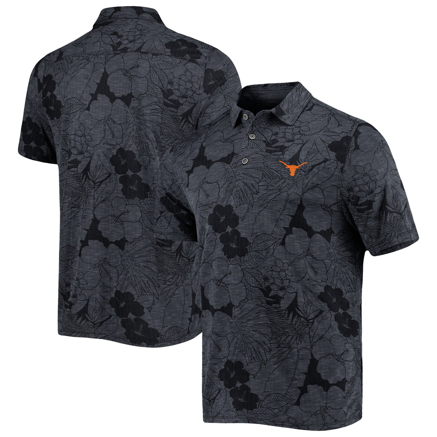 Men's Tommy Bahama Black Texas Longhorns Miramar Blooms Polo