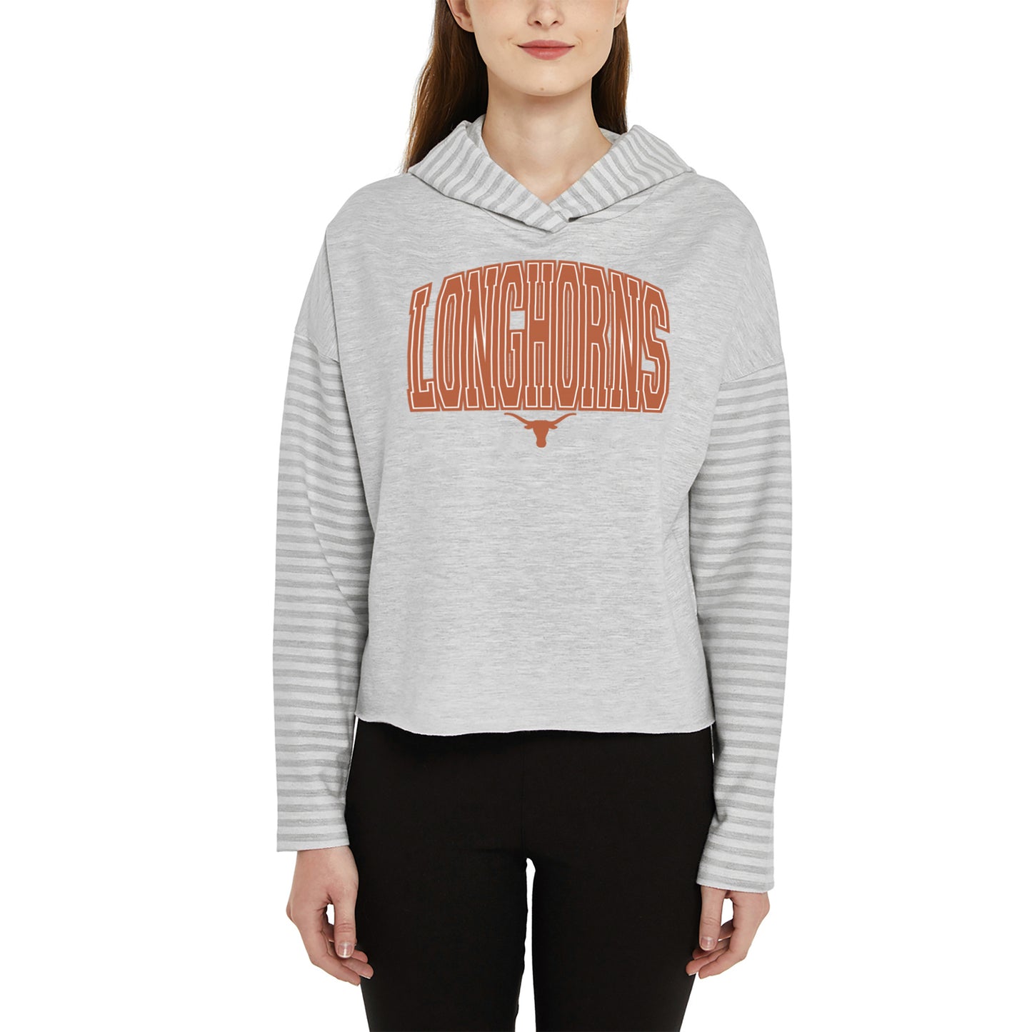 Women's Concepts Sport Gray Texas Longhorns Incense Terry Long Sleeve Hoodie T-Shirt