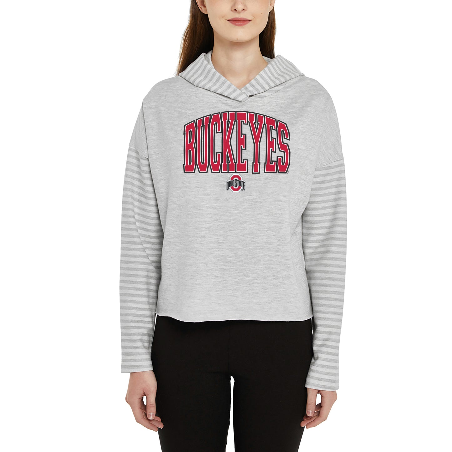 Women's Concepts Sport Gray Ohio State Buckeyes Incense Terry Long Sleeve Hoodie T-Shirt