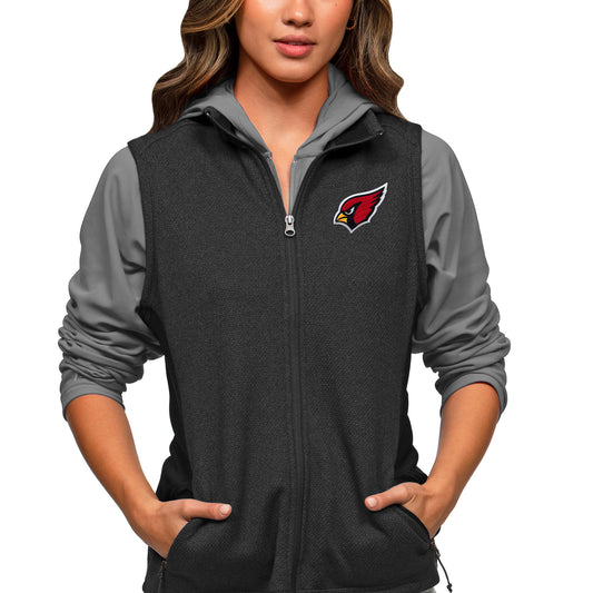 Women's Antigua Heathered Black Arizona Cardinals Closure Full-Zip Vest