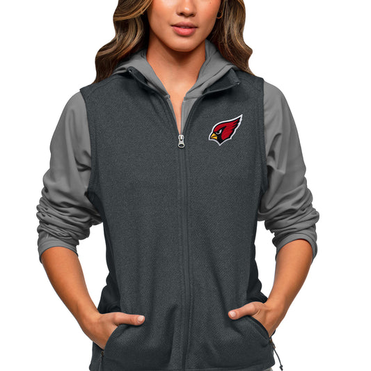 Women's Antigua Heathered Charcoal Arizona Cardinals Closure Full-Zip Vest