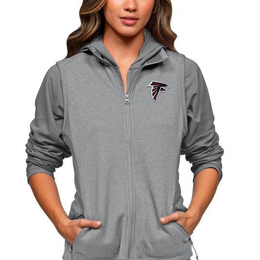 Women's Antigua Heathered Gray Atlanta Falcons Closure Full-Zip Vest