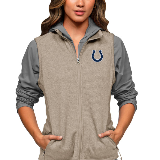 Women's Antigua Oatmeal Indianapolis Colts Closure Full-Zip Vest