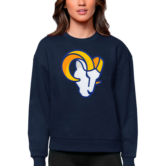 Women's Antigua Navy Los Angeles Rams Victory Logo Pullover Sweatshirt