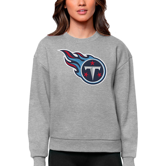 Women's Antigua Heathered Gray Tennessee Titans Victory Logo Pullover Sweatshirt