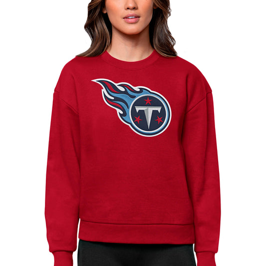 Women's Antigua Red Tennessee Titans Victory Logo Pullover Sweatshirt