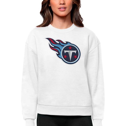 Women's Antigua White Tennessee Titans Victory Logo Pullover Sweatshirt