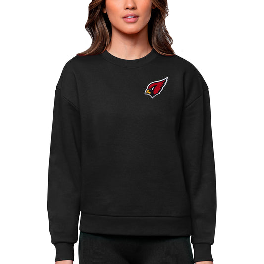 Women's Antigua Black Arizona Cardinals Victory Crewneck Pullover Sweatshirt