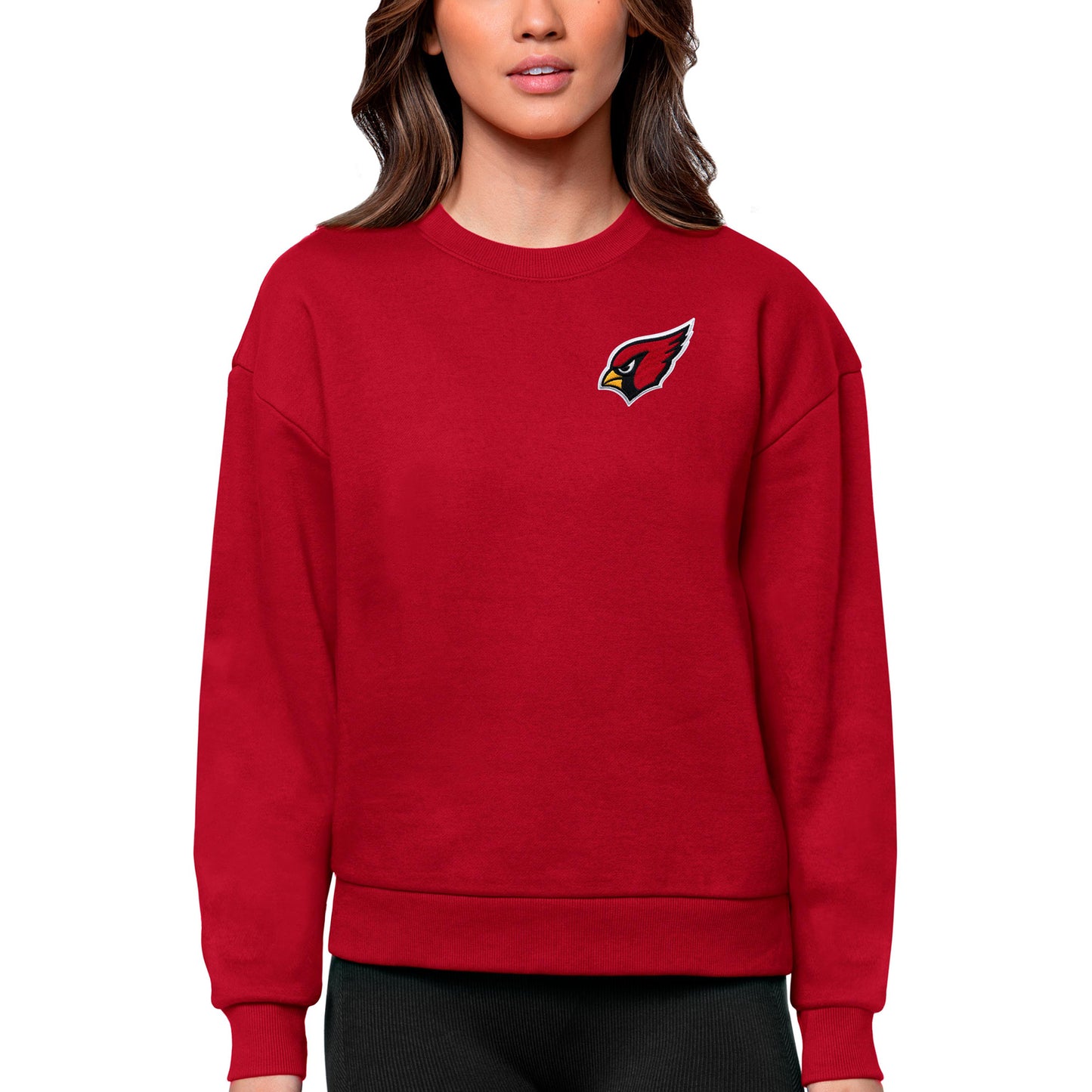 Women's Antigua Red Arizona Cardinals Victory Crewneck Pullover Sweatshirt