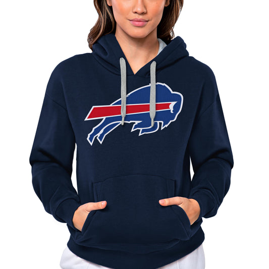 Women's Antigua Navy Buffalo Bills Victory Logo Pullover Hoodie