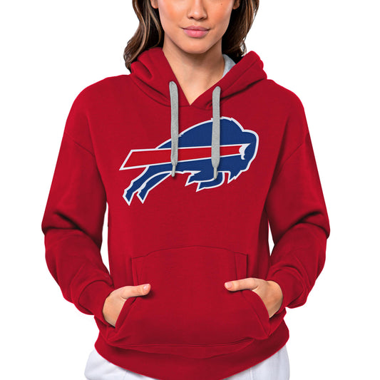 Women's Antigua Red Buffalo Bills Victory Logo Pullover Hoodie