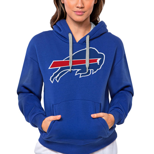 Women's Antigua Royal Buffalo Bills Victory Logo Pullover Hoodie