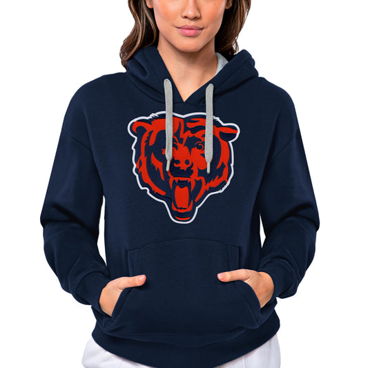 Women's Antigua Navy Chicago Bears Victory Logo Pullover Hoodie