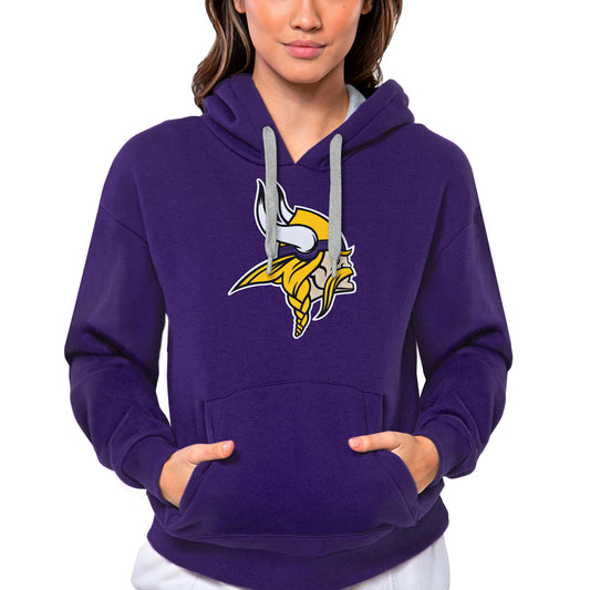 Women's Antigua Purple Minnesota Vikings Victory Logo Pullover Hoodie