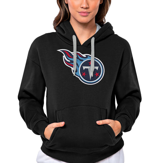 Women's Antigua Black Tennessee Titans Victory Logo Pullover Hoodie