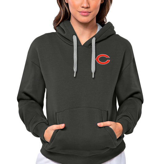 Women's Antigua Charcoal Chicago Bears Victory Pullover Hoodie