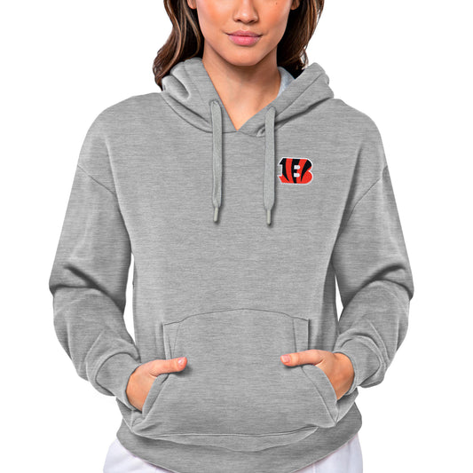 Women's Antigua Heathered Gray Cincinnati Bengals Victory Pullover Hoodie