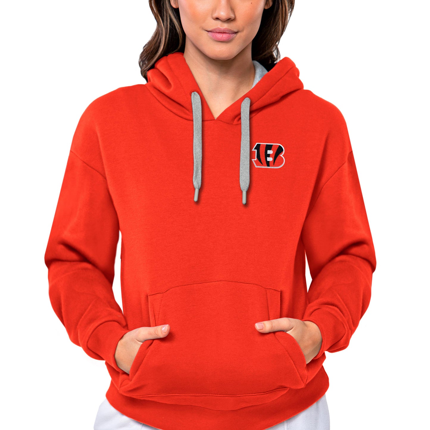 Women's Antigua Orange Cincinnati Bengals Victory Pullover Hoodie