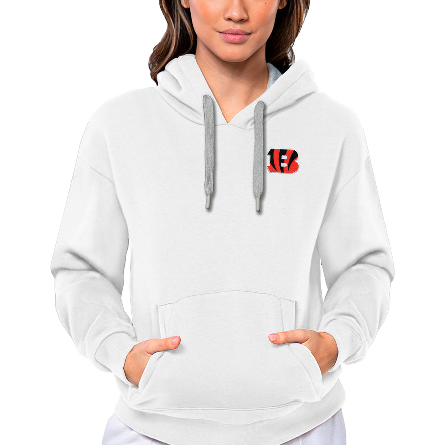 Women's Antigua White Cincinnati Bengals Victory Pullover Hoodie