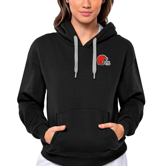 Women's Antigua Black Cleveland Browns Victory Pullover Hoodie
