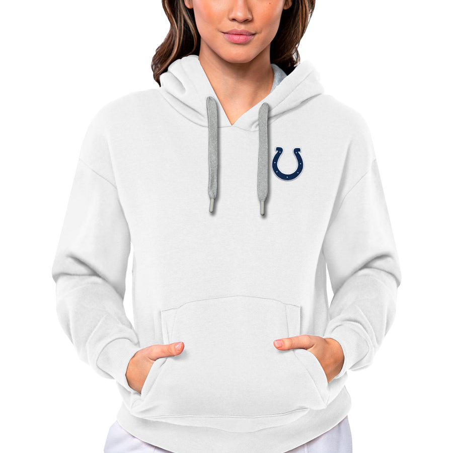 Women's Antigua White Indianapolis Colts Victory Pullover Hoodie