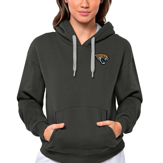 Women's Antigua Charcoal Jacksonville Jaguars Victory Pullover Hoodie