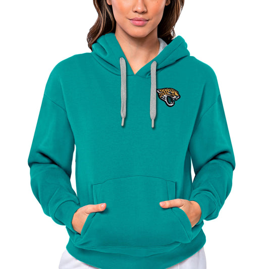 Women's Antigua Teal Jacksonville Jaguars Victory Pullover Hoodie