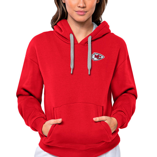 Women's Antigua Light Red Kansas City Chiefs Victory Pullover Hoodie