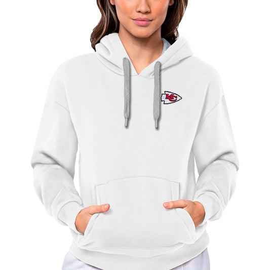 Women's Antigua White Kansas City Chiefs Victory Pullover Hoodie