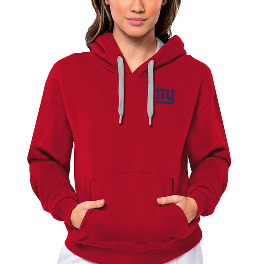 Women's Antigua Red New York Giants Victory Pullover Hoodie