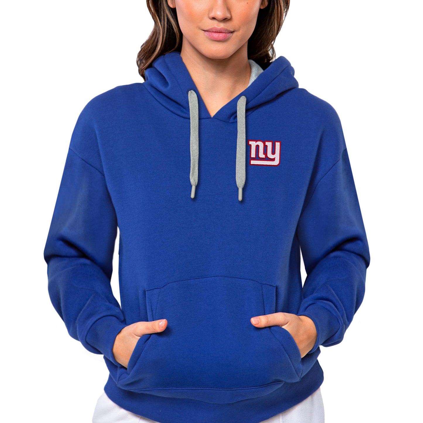 Women's Antigua Royal New York Giants Victory Pullover Hoodie