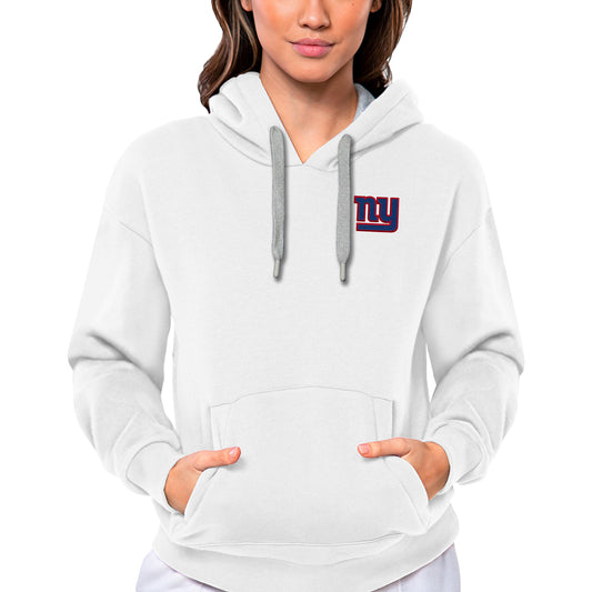 Women's Antigua White New York Giants Victory Pullover Hoodie