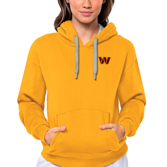 Women's Antigua Gold Washington Commanders Victory Pullover Hoodie