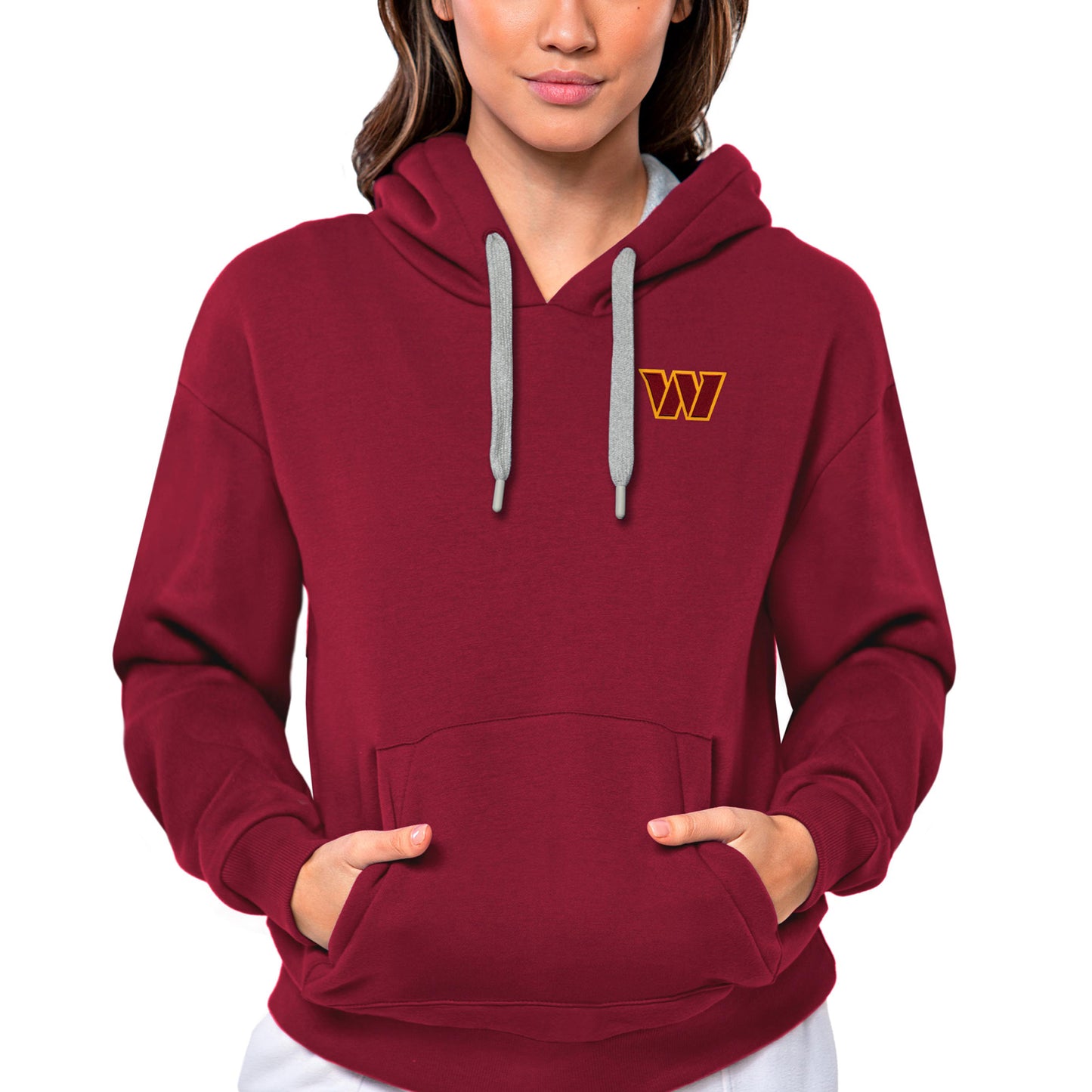 Women's Antigua Burgundy Washington Commanders Victory Pullover Hoodie