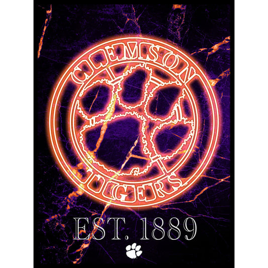 Black Clemson Tigers 12'' x 16'' Framed Circle Logo Print