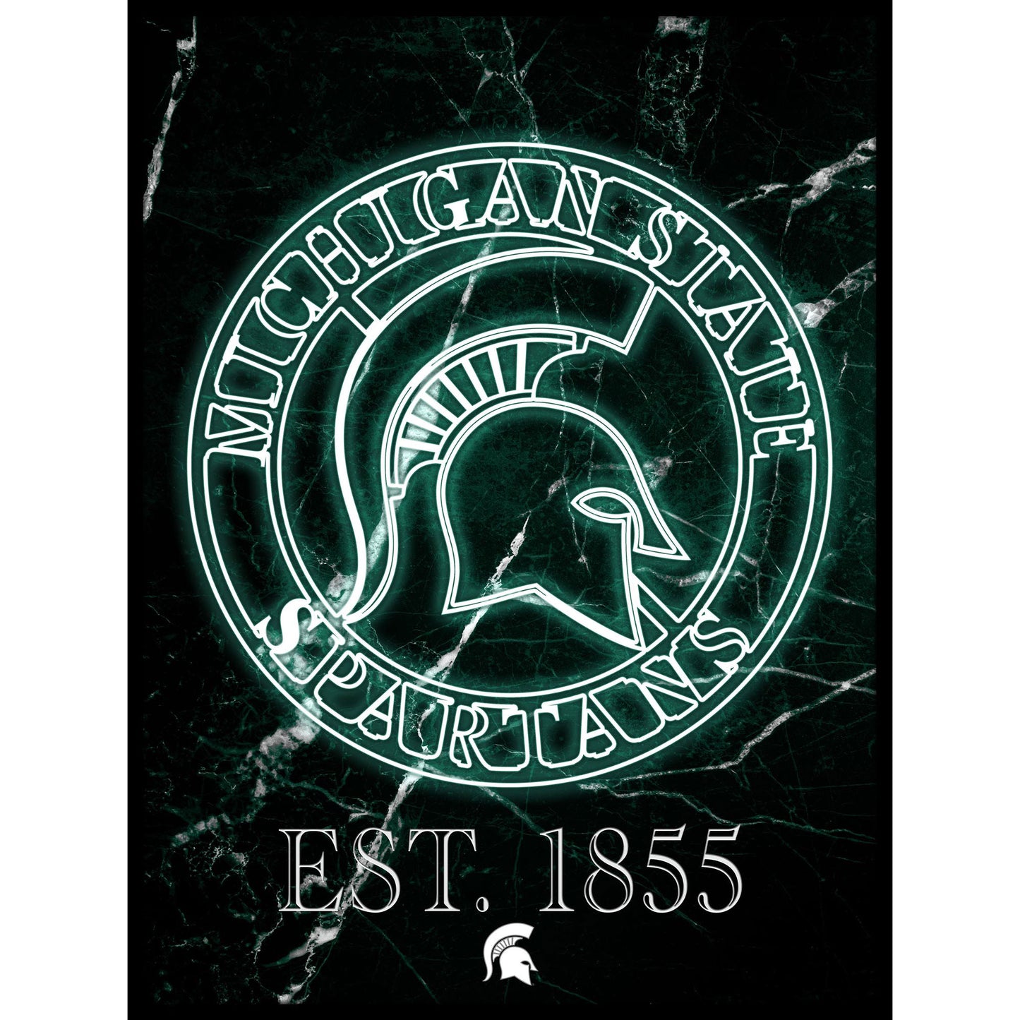 Black Michigan State Spartans 12'' x 16'' Framed Circle Logo Print