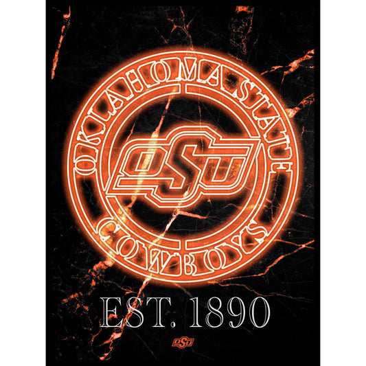 Black Oklahoma State Cowboys 12'' x 16'' Framed Circle Logo Print